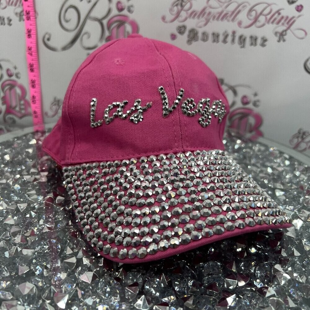Las Vegas hot pink and silver sequence rhinestones gems sizable hat